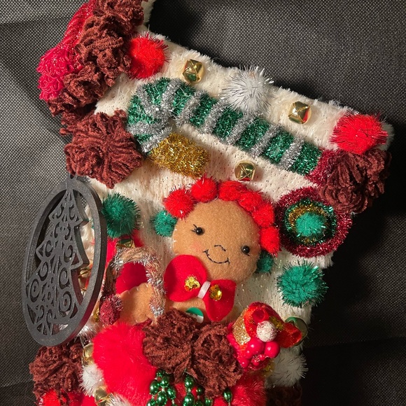 KEEPSAKE (Handcrafted) Luxury One-Of-A-Kind Christmas Stocking (Gingerbread) - Picture 2 of 6